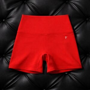 High-Waist Red Women's Gym Shorts